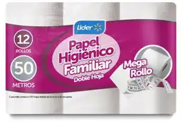 Papel Higiénico Familiar Doble Hoja Mega Rollo Lider