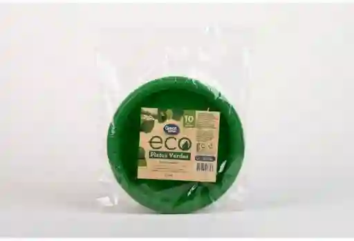 Plato 17 cm verde Biodegradable 10 U