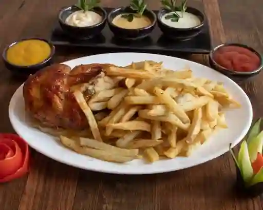 1/4 Pollo + Papas Fritas
