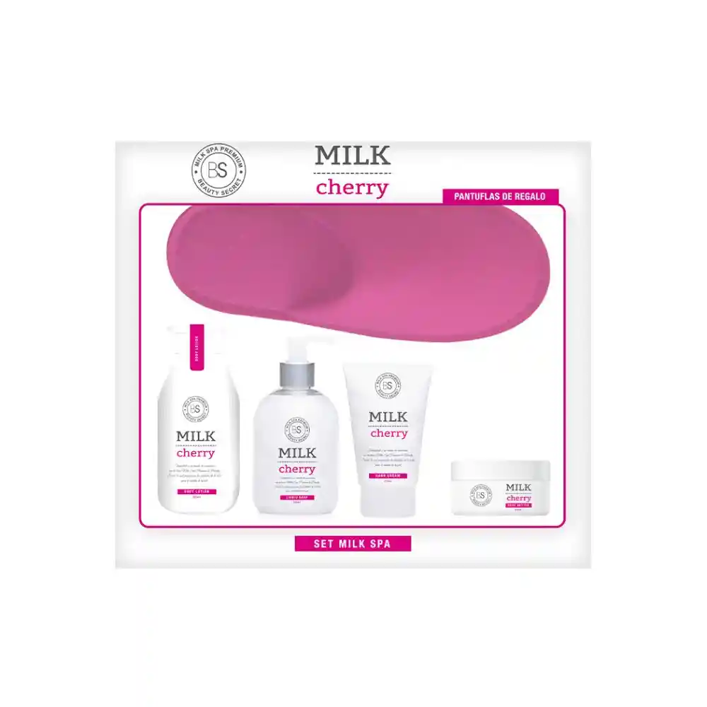 Pack Milk Spa Premium Cherry Con Pantuflas De Regalo