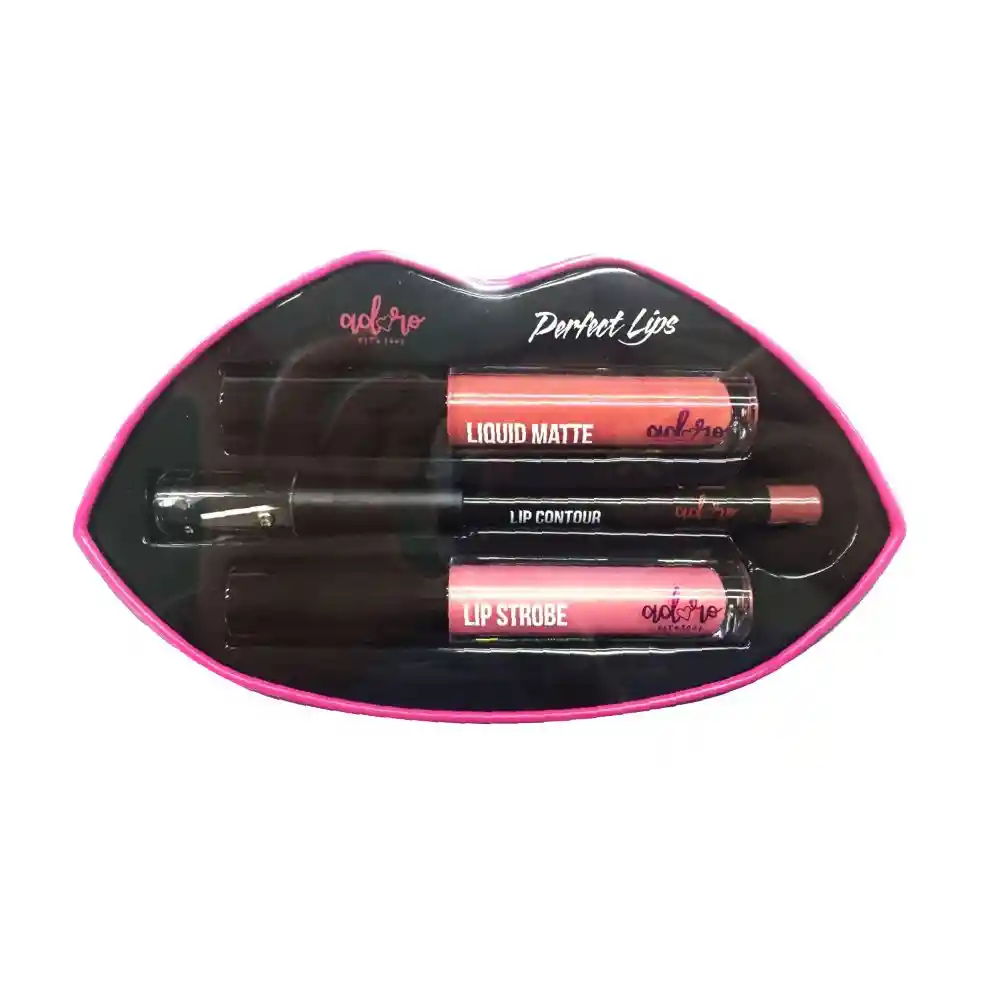 Set 3Pc Lip Tin Box 2Pc Lip Gloss + 1Pc Lapiz Delineador Labio