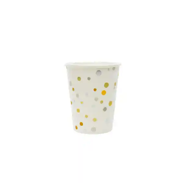 Vaso Puntitos Blanco y Dorado - 270 mL