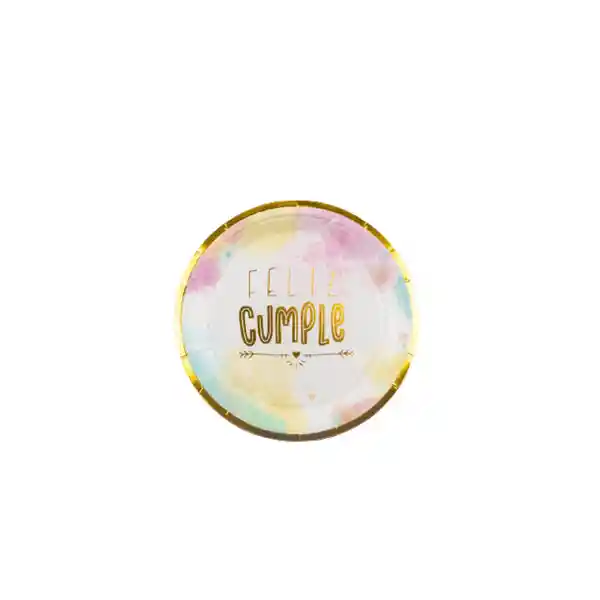 Plato Cumpleaños Colores - 18 cm