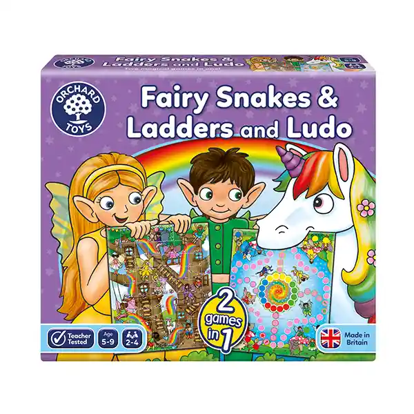 Orchard Toys Juego de Mesa Fairy Snakes & Ladders y Ludo