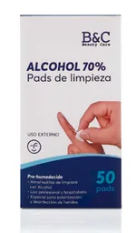 PADS ALCOHOL 70  X50 Beauty Care Pads de Limpieza Alcohol 70%