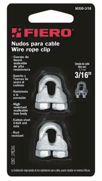 Fiero Grapa Para Cable Galvanizada 3/16 Pulgada