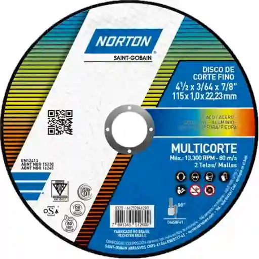 Norton Disco de Corte Multimaterial 4.1/2 / 115 x 1.0 mm