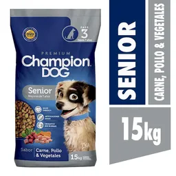 Champion Dog Alimento Seco para Perro Senior Sabor Carne, Pollo y Vegetales