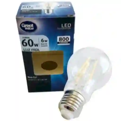 Great Value Ampolleta Led Filamento 6w A60 Luz Fr�a