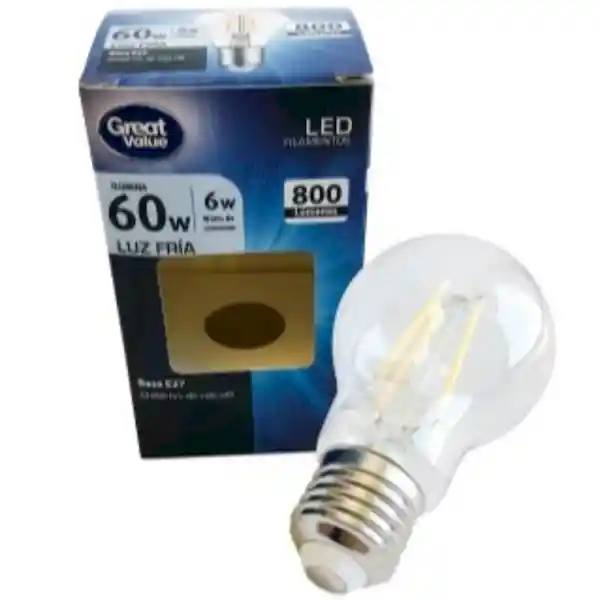 Great Value Ampolleta Led Filamento 6w A60 Luz Fr�a