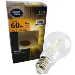 Great Value Ampolleta Led Filamento 6w A60 Luz C�lida