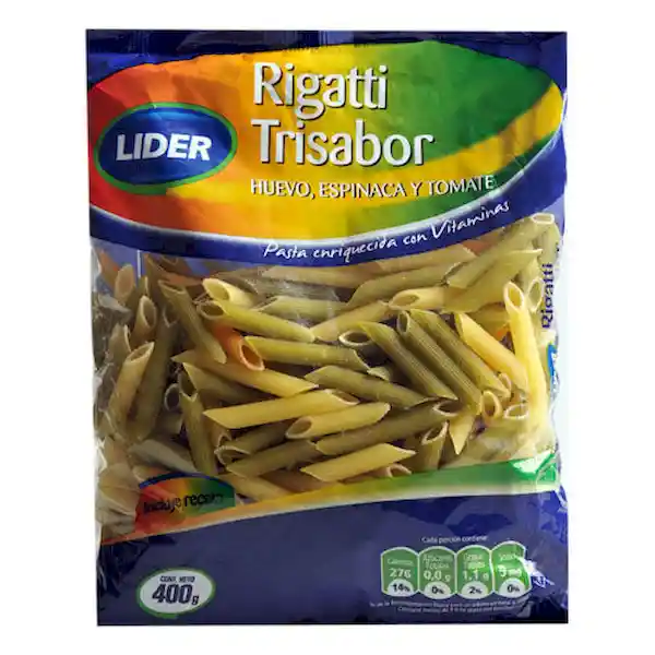 Fideos Rigatti Trisabor Al Huevo, Espinaca Y Tomate