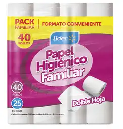 Líder Papel Higiónico Familiar Doble Hoja