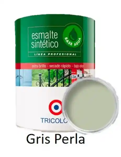 Tricolor Esmalte Sintético Base Agua Gris Perla 945 mL