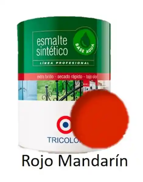 Tricolor Esmalte Sintético Base Agua Rojo Mandarín 945 mL