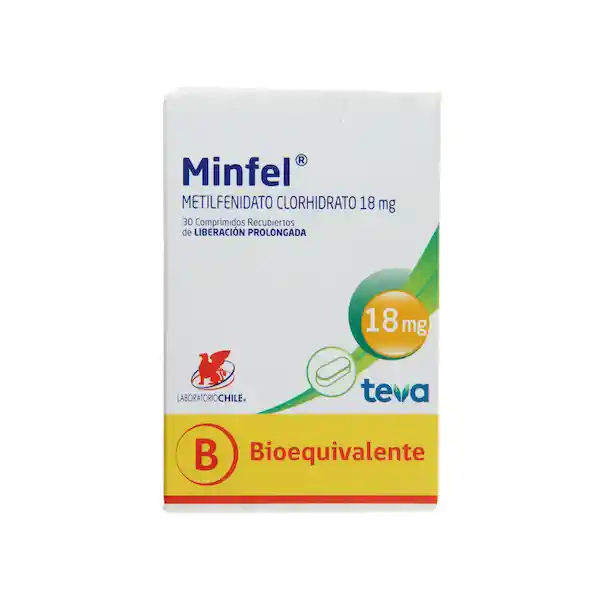 Minfel Metilfenidato Clorhidrato 18 Mg x 30 Comprimidos