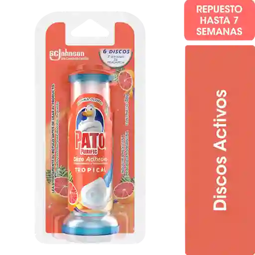 Limpiador Inodoro Discos Adhesivos Pato Brisa Tropical Repuesto 38gr