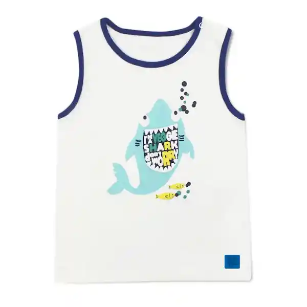 Ficcus Polera Bebé Niño Sin Manga Shark Talla 18/24 M