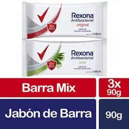 Rexona Jabón Barra Antibacterial Original y Aloe