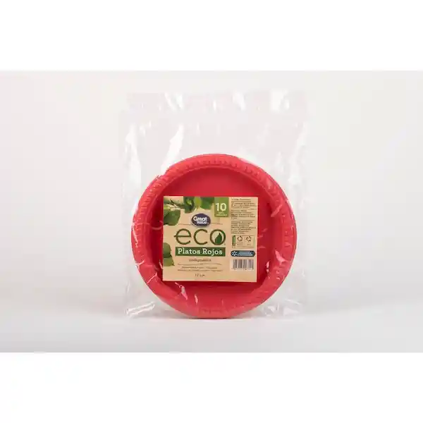 Great Value Plato Rojo Biodegradable 17 cm