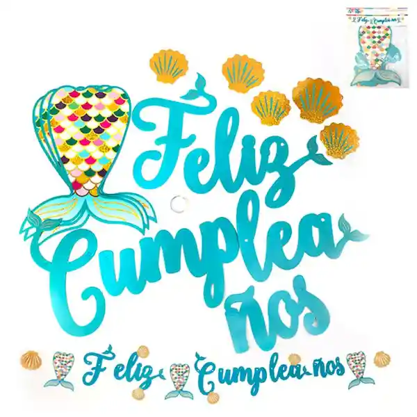 Party Express Banner Feliz Cumpleaños Sirena