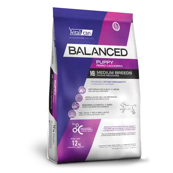 Balanced Alimento Para Perro Puppy Medium 12 Kg