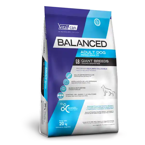 Balanced Alimento Para Perro Adulto Giant 20 Kg