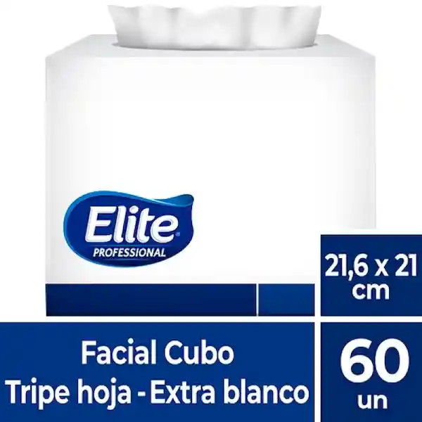 Elite Toalla Facial Pañuelo Triple Hoja Cubo 21 x 21 cm