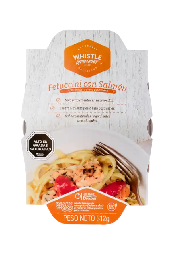 Whistle Gourmet fetuccini con salmón