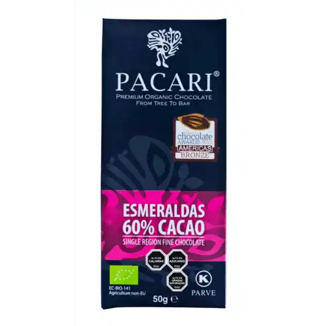 Chocolate esmeralda 60% 50gr orgánico