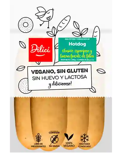 Dilici Pan Hot Dog Vegano Sin Gluten