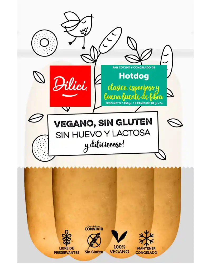 Dilici Pan Hot Dog Vegano Sin Gluten