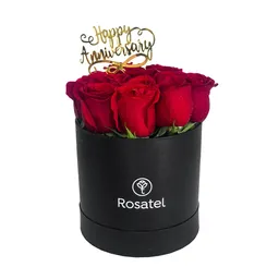Sombrerera Negra Con Rosas y Tope Happy Anniversary