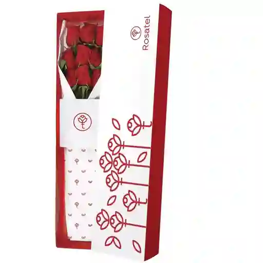 Caja Blanca Con 9 Rosas Rojas