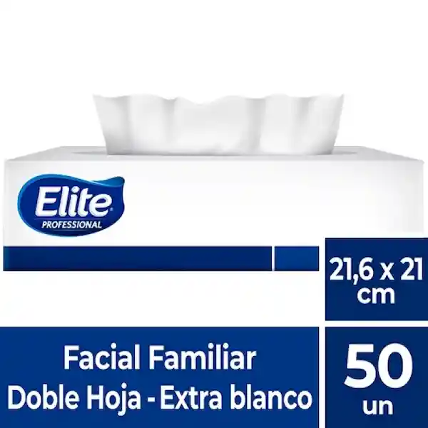 Elite Toalla Facial Pañuelo Doble Hoja 21 x 21 cm