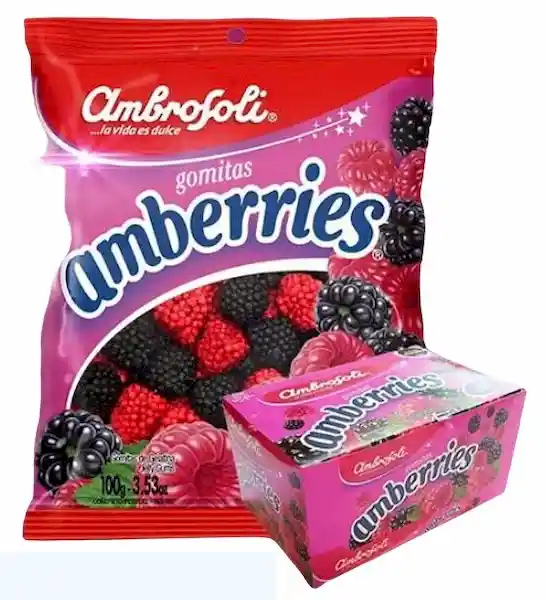 Amberries Gomitas de Gelatina Sabor Frambuesa y Mora