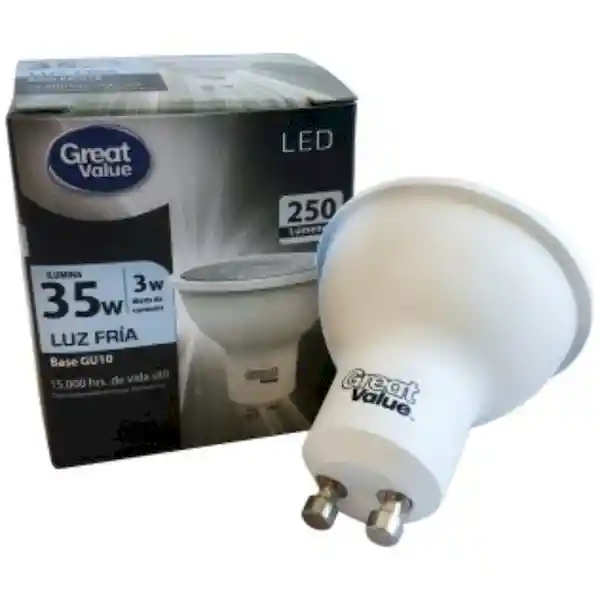 Great Value Ampolleta Led Gu10 3W Luz Fría Gv