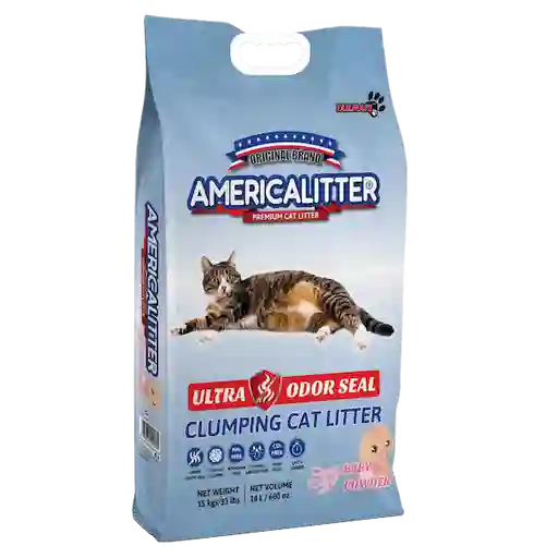   America Litter  Arena Sanitaria Ultra Odor Seal Talco Bebe 15 Kg 