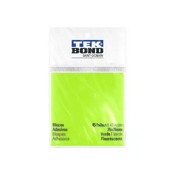 Tekbond Nota Adhesiva Fluorescentes Verde - 76 x 76 mm 45 Hojas