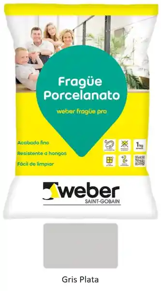 Weber Fragüe Porcelanato Gris Plata 1 Kg