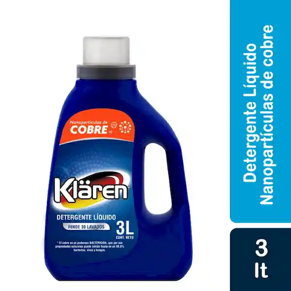 Klaren Detergente Para Ropa Con Nano Particulas de Cobre 3 L