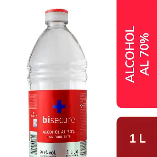 Alcohol Bisecureal 70% Con Emoliente 1 L