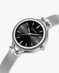 Civo Reloj Mujer Plateado Esfera Negra R1591016
