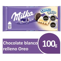 Milka Barra de Chocolate Blanco con Galleta Oreo 