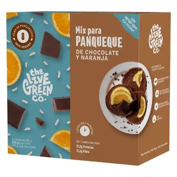 The Live Green co Mezcla Para Pancakes Chocolate Naranja