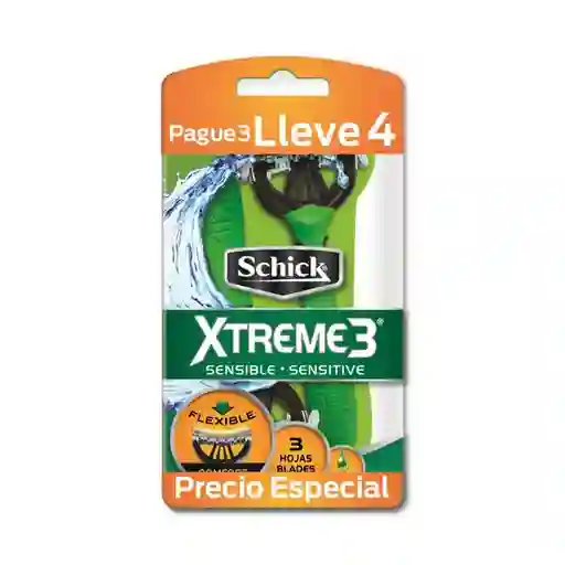 Schick Xtreme Piel Sensible Lleve 4 X3