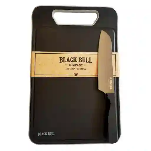 Black Bull Set Tabla De Corte + Cuchillo Santoku