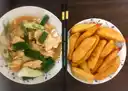 Pollo Mongoliano con Papas Fritas