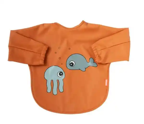 Done By Deer Babero Grande Con Mangas Amigos Mostaza 6 18 Meses