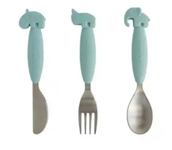 Done By Deer Set Cubiertos Antideslizantes Yummy + Azul